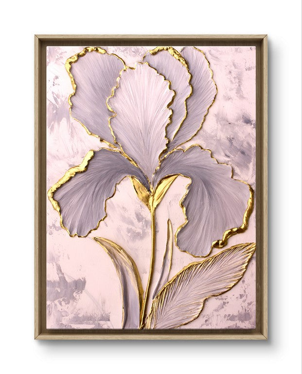 Serenity in Bloom – Stunning Textured Flower Painting with Gold Elegance