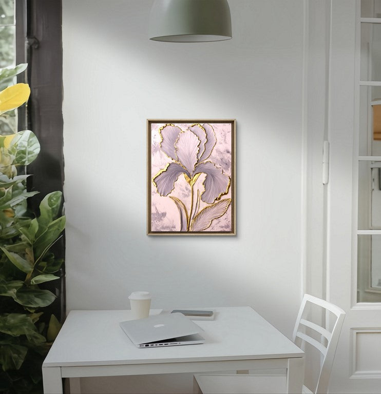 Serenity in Bloom – Stunning Textured Flower Painting with Gold Elegance